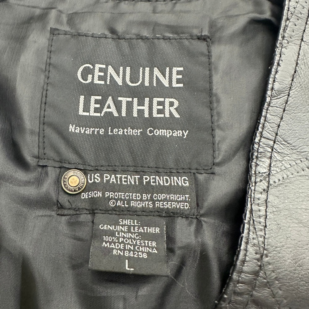 Navarre Leather Mens Leather Vest Sz L Christian Biker Patchwork Genuine Leather - Picture 3 of 7